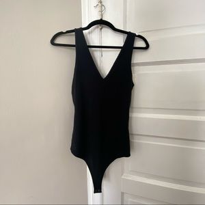 Ribbed cotton black bodysuit
